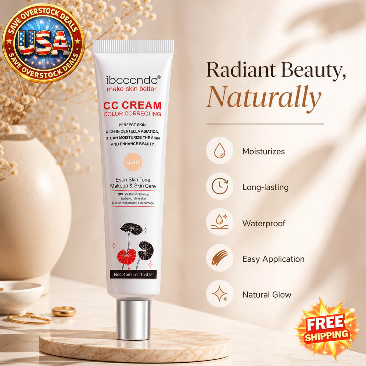 Color Correcting CC Cream with Centella Asiatica, 45ml