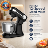 5.5QT Electric Stand Mixer with Stainless Steel Bowl, Black