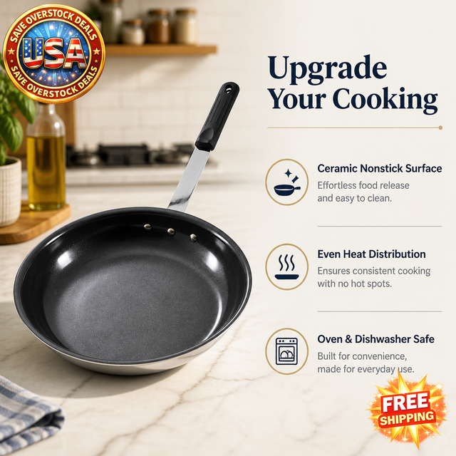 Ceramic Nonstick Egg Pan with Stainless Steel Base, Oven Safe