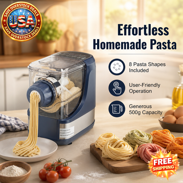 Electric Pasta Maker with 8 Shapes and 4 Modes, 150W