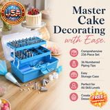 Satianyou Cake Decorating Tools Supplies Kit, 236 Pieces Baking Accessories with Storage Case, Frosting Piping Kit, Piping Bags and Tips Set with 36 Numbered Piping Tips, Pastry Bags for Cake(236)