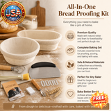 Bread Proofing Kit with Rattan Baskets and Baking Tools
