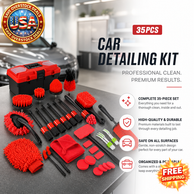 35Pcs Car Detailing Kit with Windshield Cleaning Tool and Toolbox