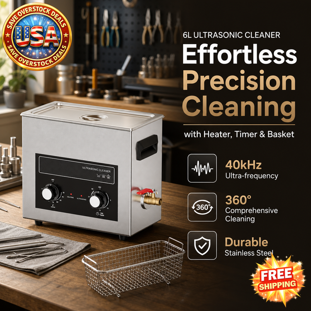 6L Ultrasonic Cleaner with Heater & Timer for Professional Use