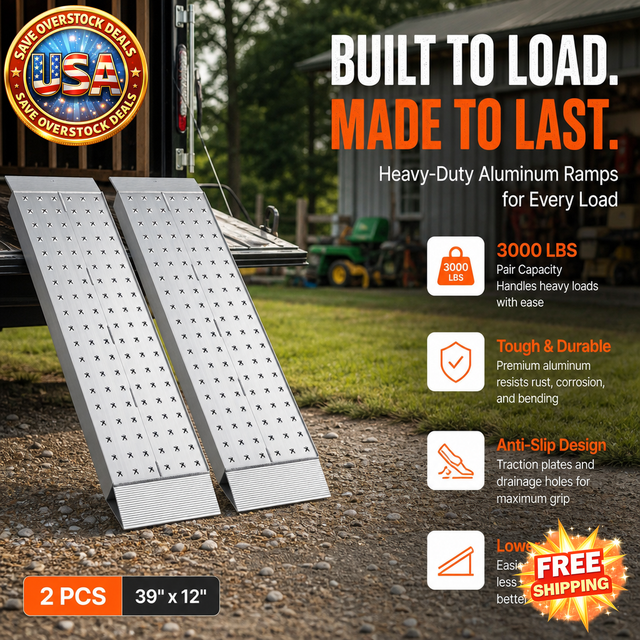 Heavy-Duty Aluminum Trailer Ramps Set, 3000LBS Capacity