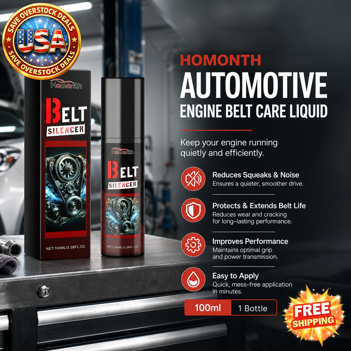 HOMONTH Automotive Engine Belt Care Liquid, 100 ml Bottle