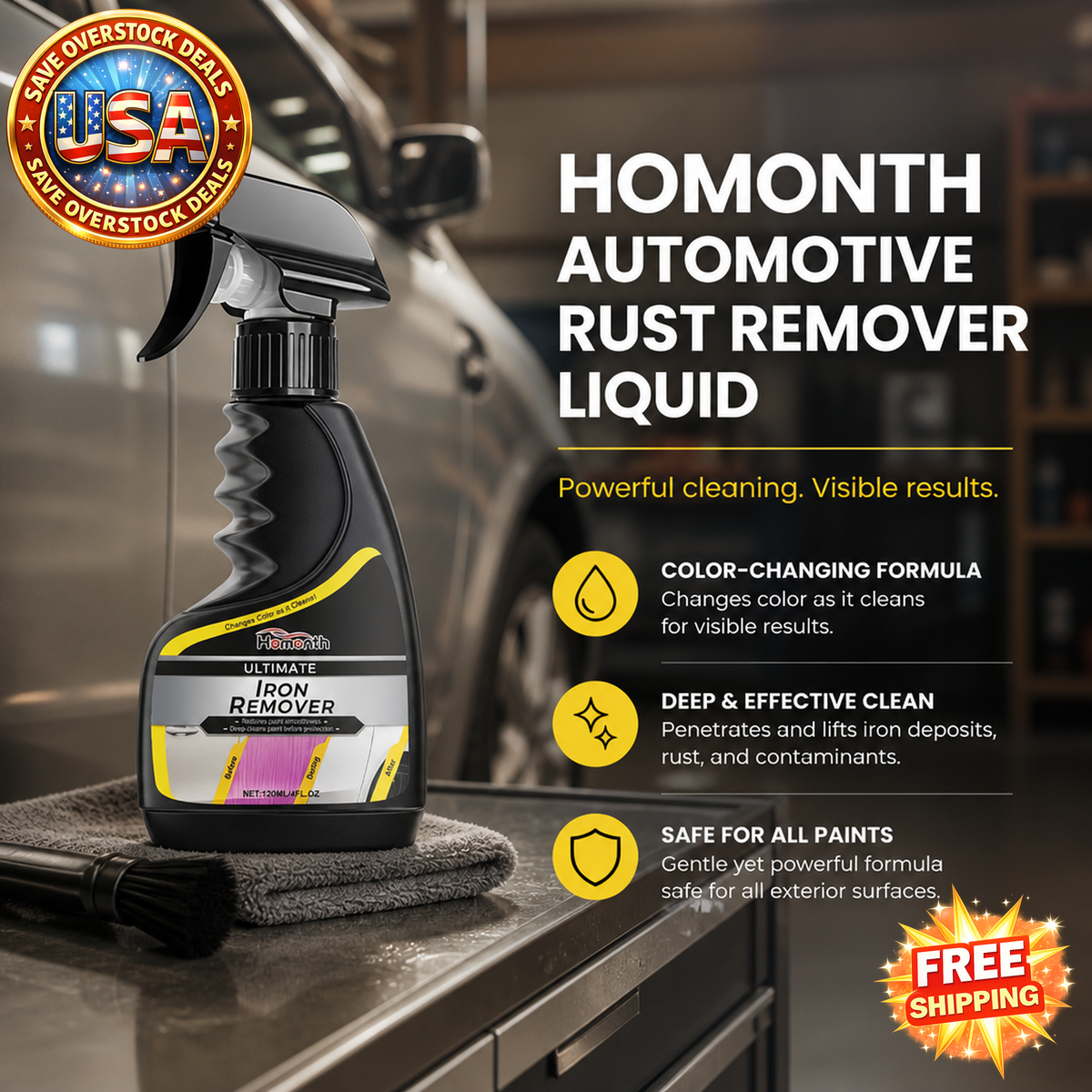 HOMONTH Automotive Rust Remover Liquid, 120 ml Bottle