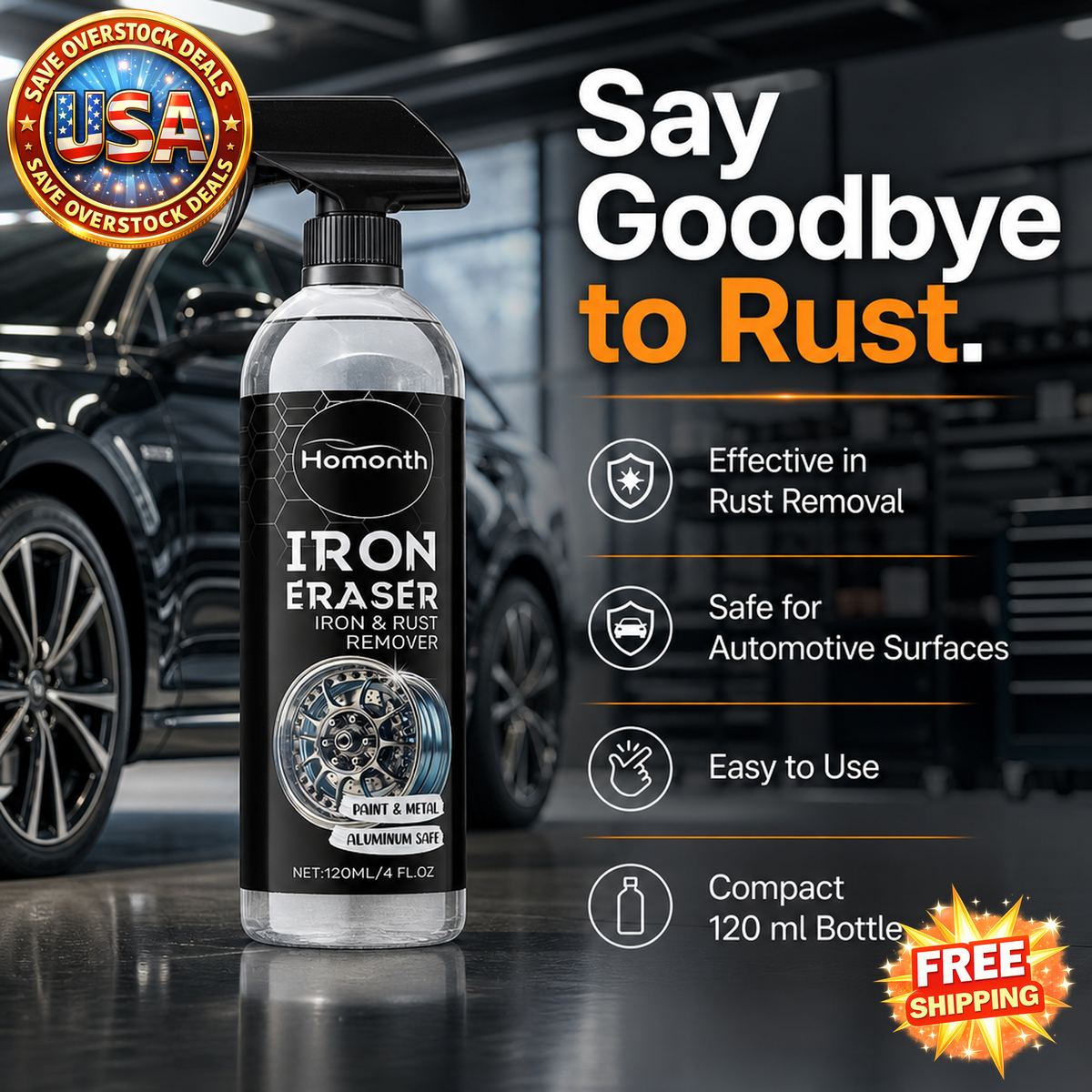 HOMONTH Automotive Rust Stain Cleaner, 120 ml Bottle