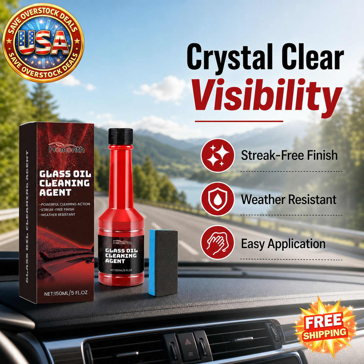HOMONTH Automotive Windshield Glass Film Care Liquid Kit