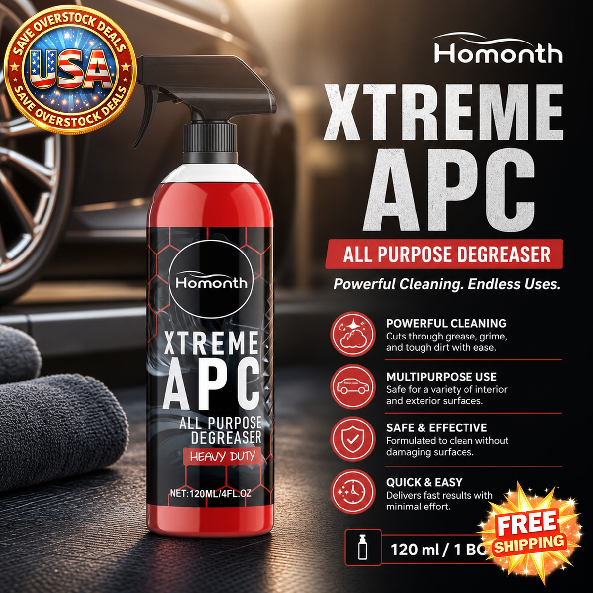 HOMONTH Multipurpose Automotive Cleaner, 120 ml Bottle