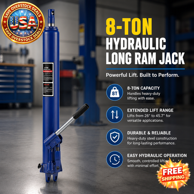 Hydraulic Long Ram Jack 8 Tons Capacity for Shop Cranes