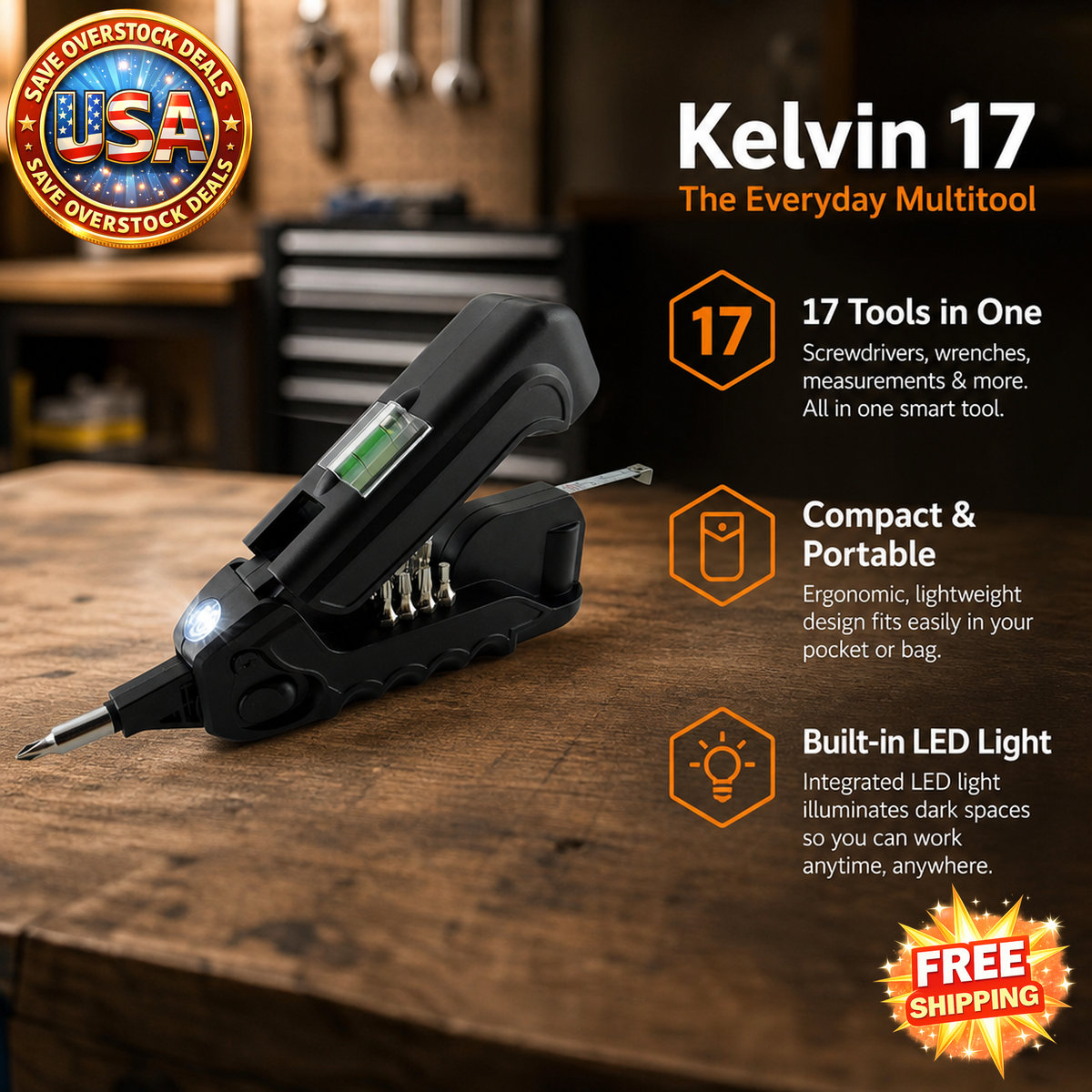 Kelvin 17 Everyday Multitool - Compact Black Design