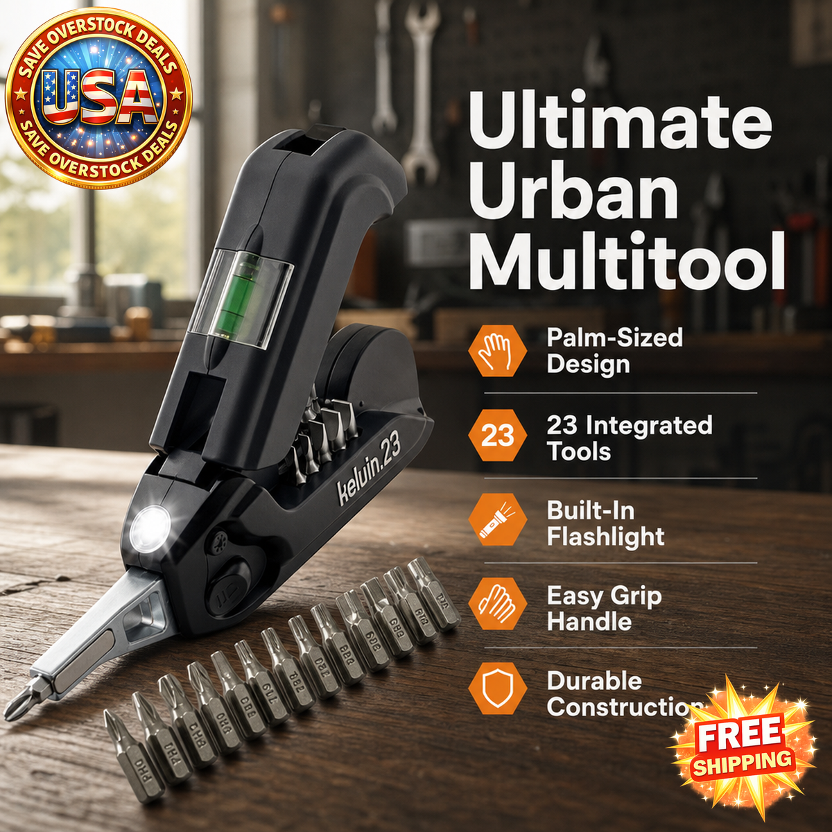 Kelvin 23 Urban Multitool - Compact 23 Tool Set in Black