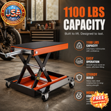 1100 LBS Motorcycle Lift Scissor Jack with Dolly & Crank
