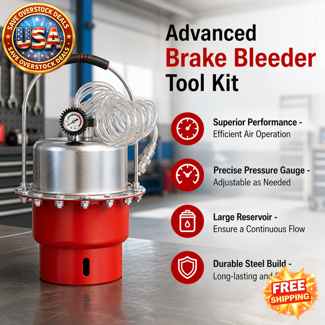 Pneumatic Air Pressure Brake Bleeder Tool Kit for Mechanics