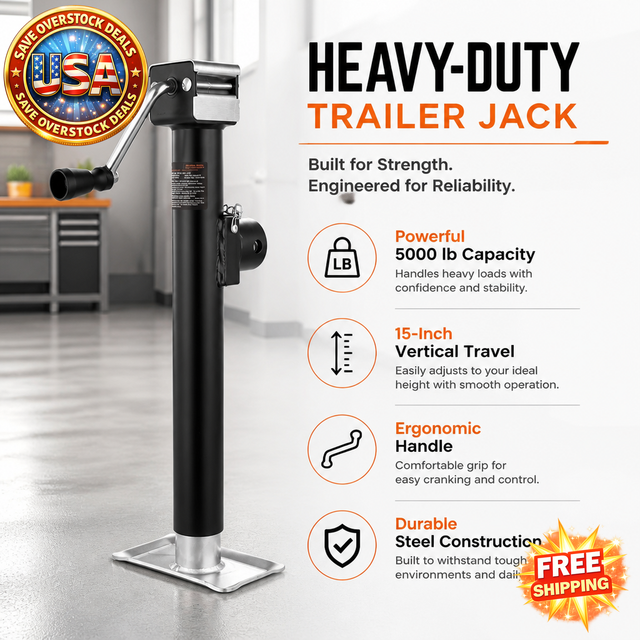 Weld-on Pipe-Mount Swivel Trailer Jack, 5000 lbs Capacity