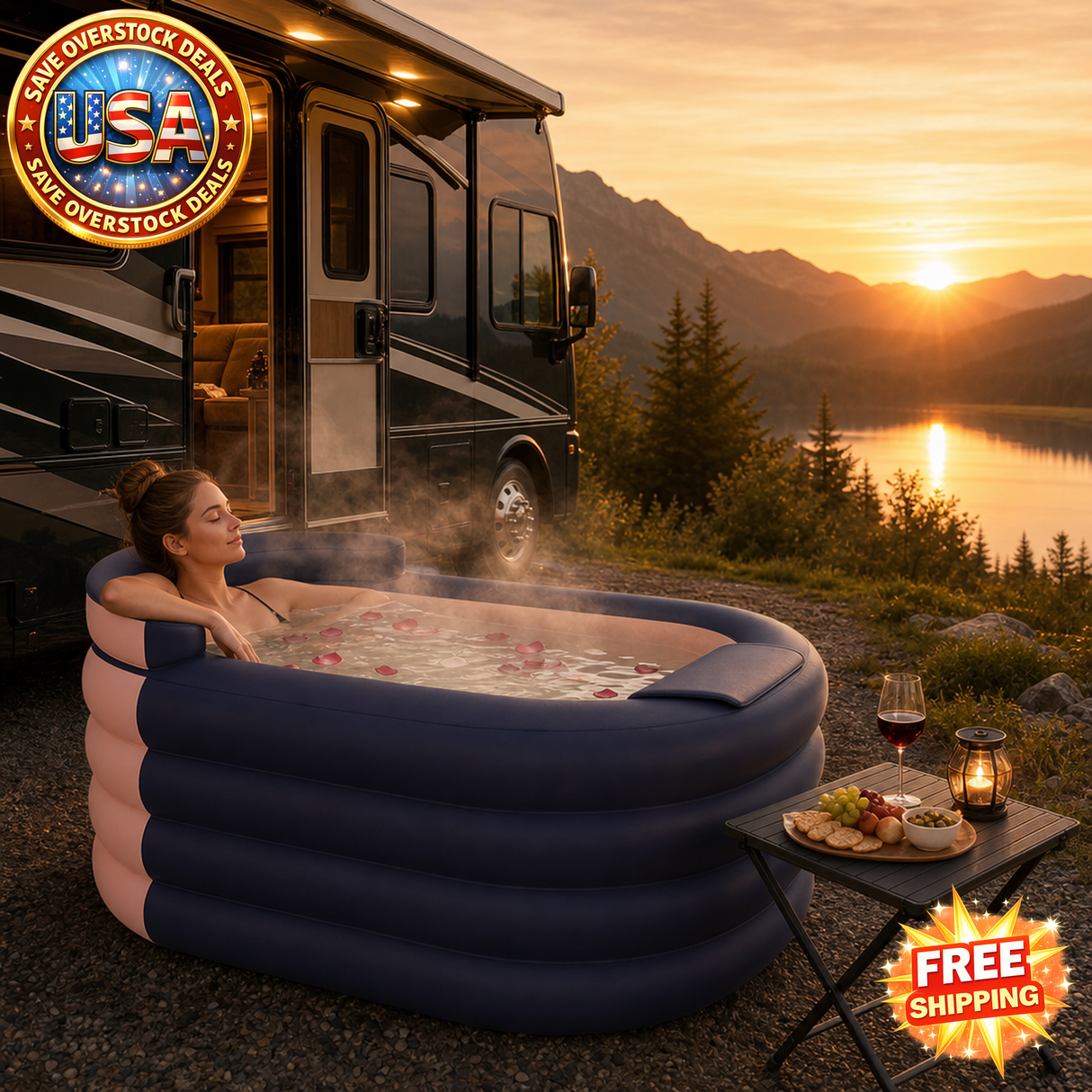 Portable Inflatable Adult Bathtub with Electric Air Pump