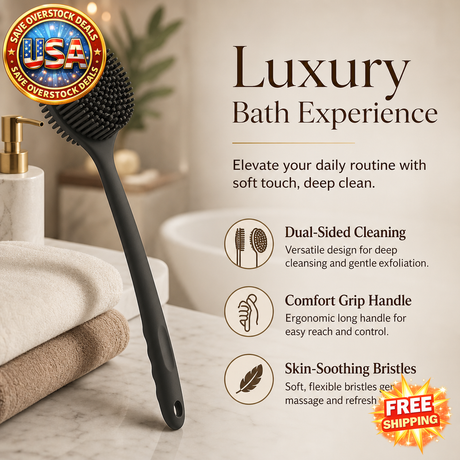 Exfoliating Bath Brush with Long Handle for Back Scrubbing