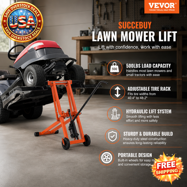 Adjustable Lawn Mower Lift with Hydraulic Jack, 500/880 Lbs