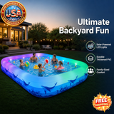 Inflatable Backyard Swimming Pool with LED Lights for Kids