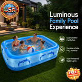 Inflatable Backyard Pool with Solar Lights - Family Fun