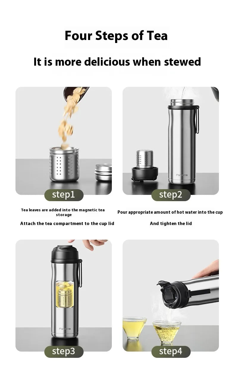 Magnetic Tea Infuser Thermos with 600ml Capacity for Daily Use