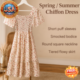 Chiffon Midi Dress for Women | Floral Print | Short Sleeve | Casual Wear