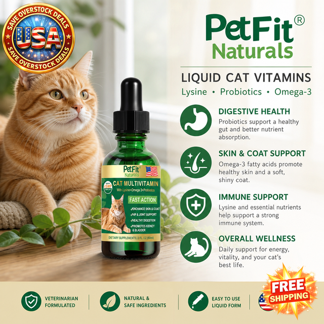 PetFit Naturals Liquid Cat Vitamins with Lysine and Probiotics