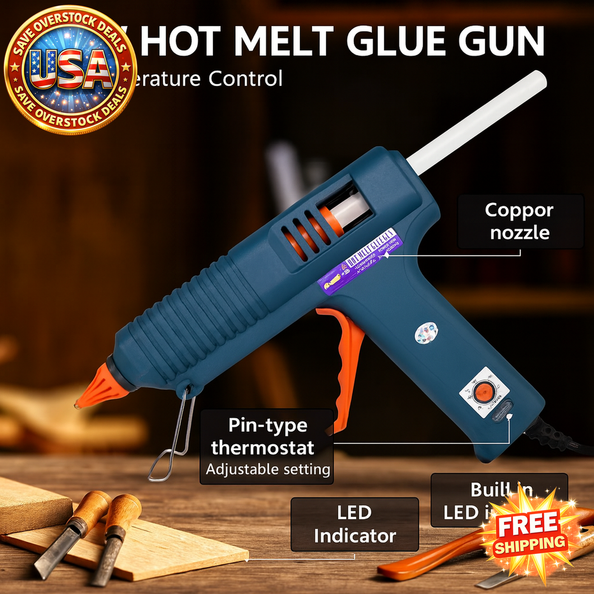 150W Hot Melt Glue Gun with Temperature Control for DIY Projects