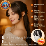 Real Human Hair Bangs Clip In Extensions Natural Fringe for Women