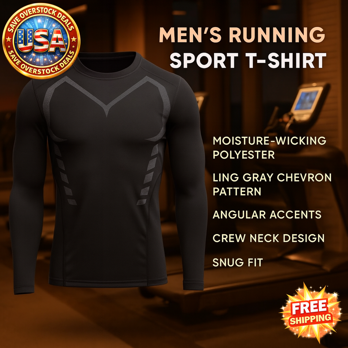 Men's Compression Fitness T-Shirt Quick Dry Running Gym Top - Size Options