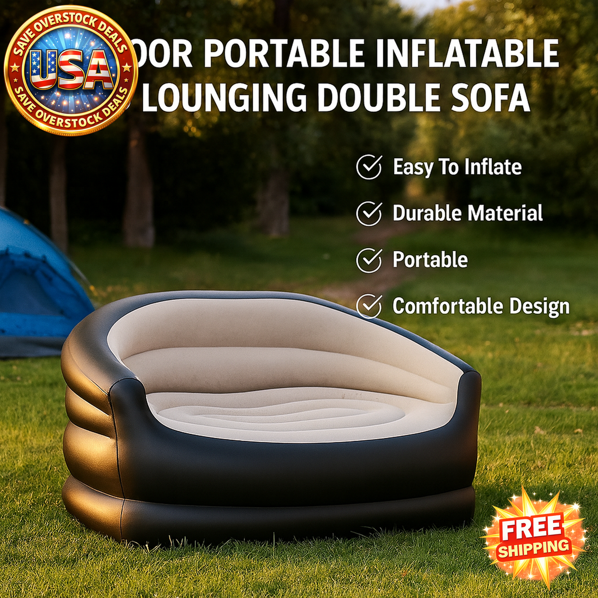 Portable Inflatable Double Sofa Bed for Camping & Outdoor Lounging