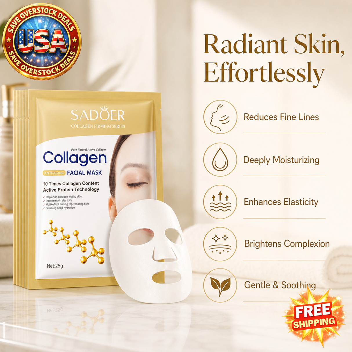 Korean Collagen Anti Wrinkle Facial Mask - 10pcs Set