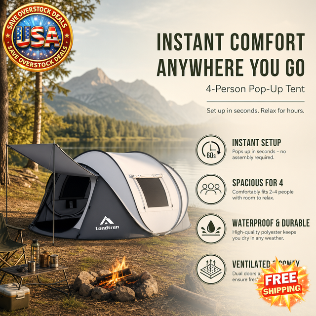 4 Person Waterproof Pop Up Tent for Camping and Hiking