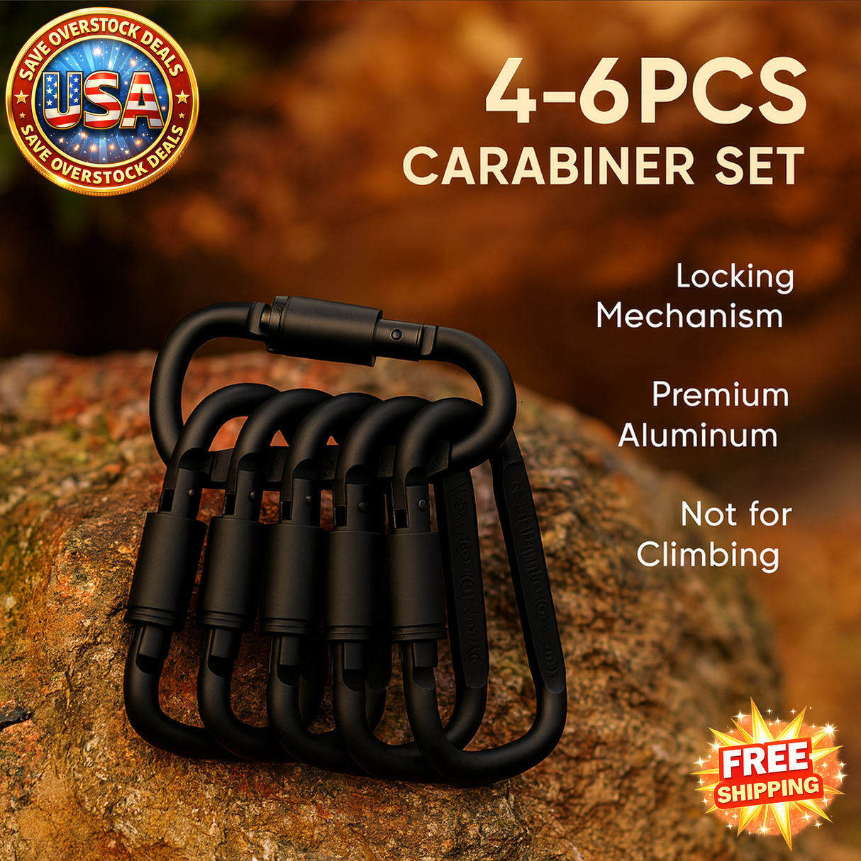 Carabiner Set 4-6PCS Aluminum Tactical Keychain Clips for Camping EDC