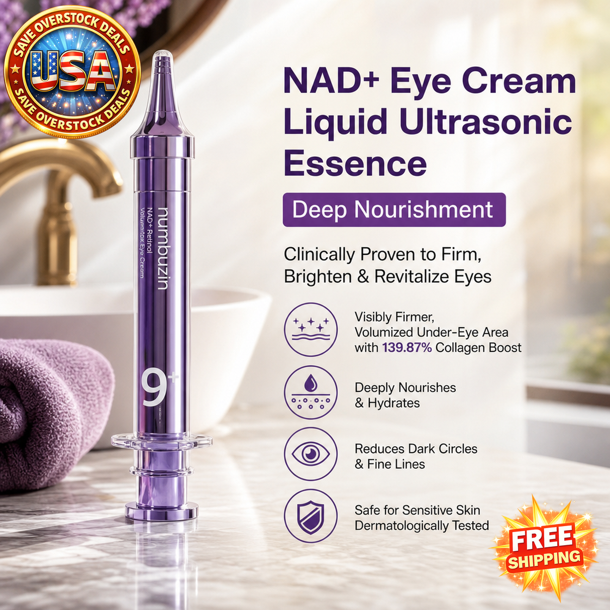 NAD+ Eye Cream Liquid Ultrasonic Essence 30ml Deep Nourishment for Eyes