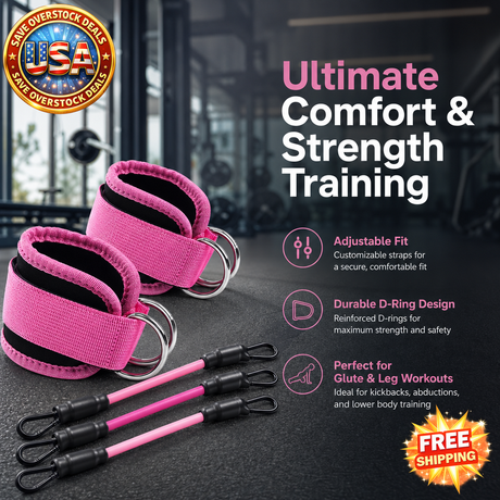 Adjustable D-Ring Ankle Straps for Cable Machines Pilates