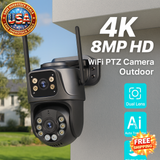 4K HD Wifi PTZ Camera 8MP Dual Lens Outdoor AI Auto Tracking Surveillance
