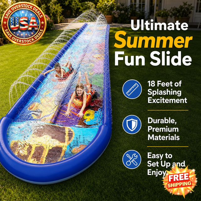 Inflatable Undersea Water Dual Slip and Slide with Splash Pad