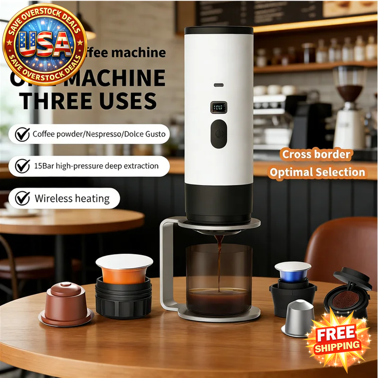 Portable 3-in-1 Wireless Espresso Coffee Machine