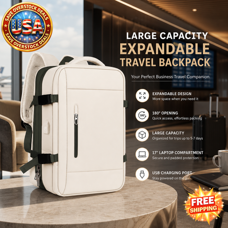 Large Capacity Expandable Travel Backpack for Business and Outdoor