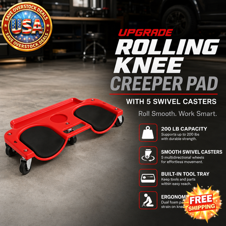 Rolling Knee Creeper Pad with Tool Tray and Swivel Casters