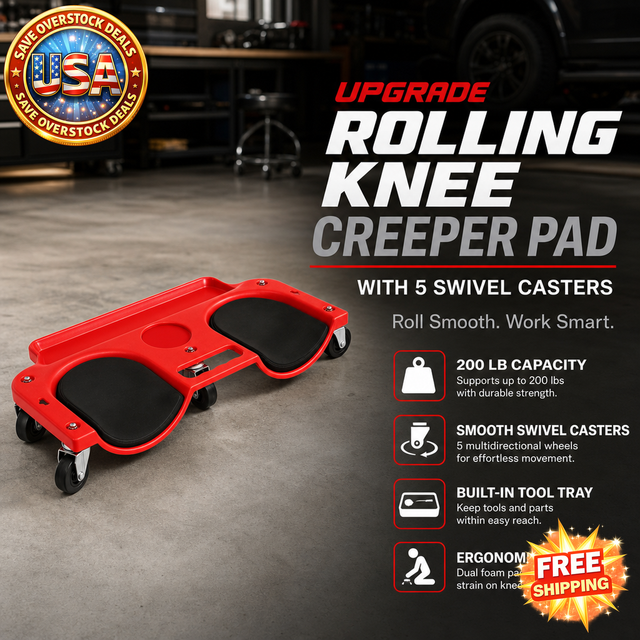 Rolling Knee Creeper Pad with Tool Tray and Swivel Casters
