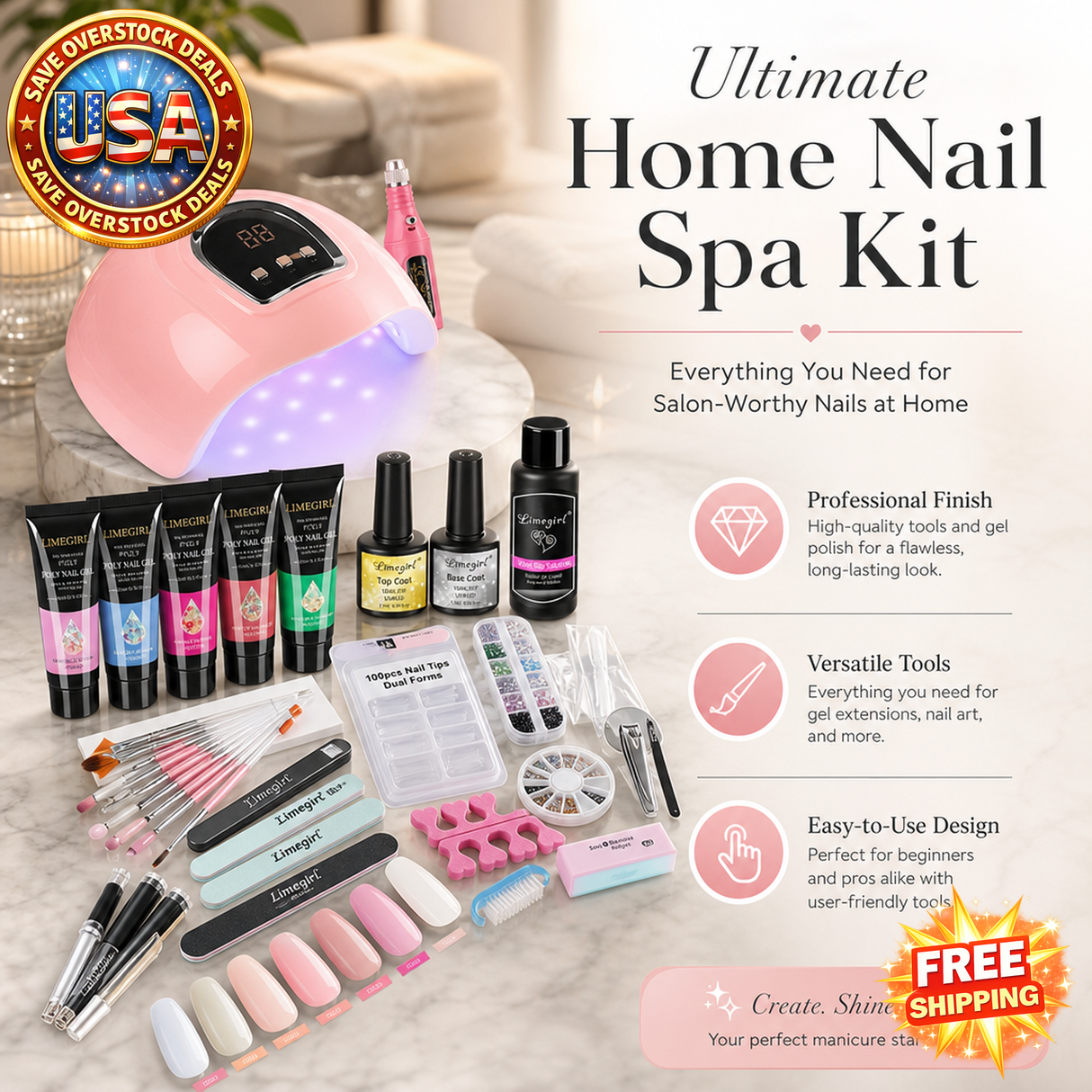 Nail Set with Lamp, Drill, Gel & Polish - Manicure Kit