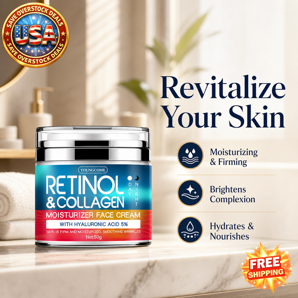 Retinol Face Cream 50ml - Moisturizing & Firming Skincare
