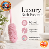 Long Handle Bath Brush - Soft Mesh Back Scrubber