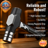 Heavy Duty Octagonal Hammer, High Carbon Steel, Magnetic Nail Tool