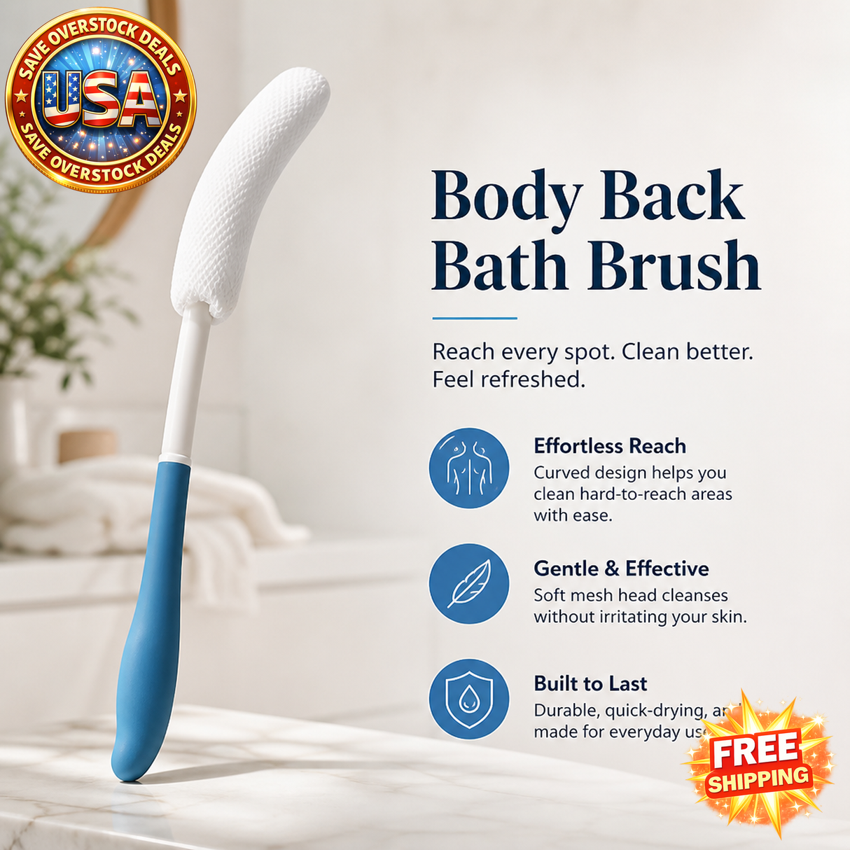 Body Back Bath Brush with Long Handle for Exfoliating Skin