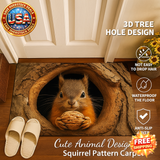 3D Tree Hole Design Door Mat Squirrel Pattern Anti-Slip Rug for Home Decor