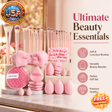 Complete 20/40 Pink Makeup Brush Set with Beauty Blender